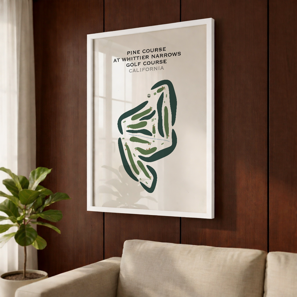 Pine Course at Whittier Narrows Golf Course, California - Printed Golf Courses