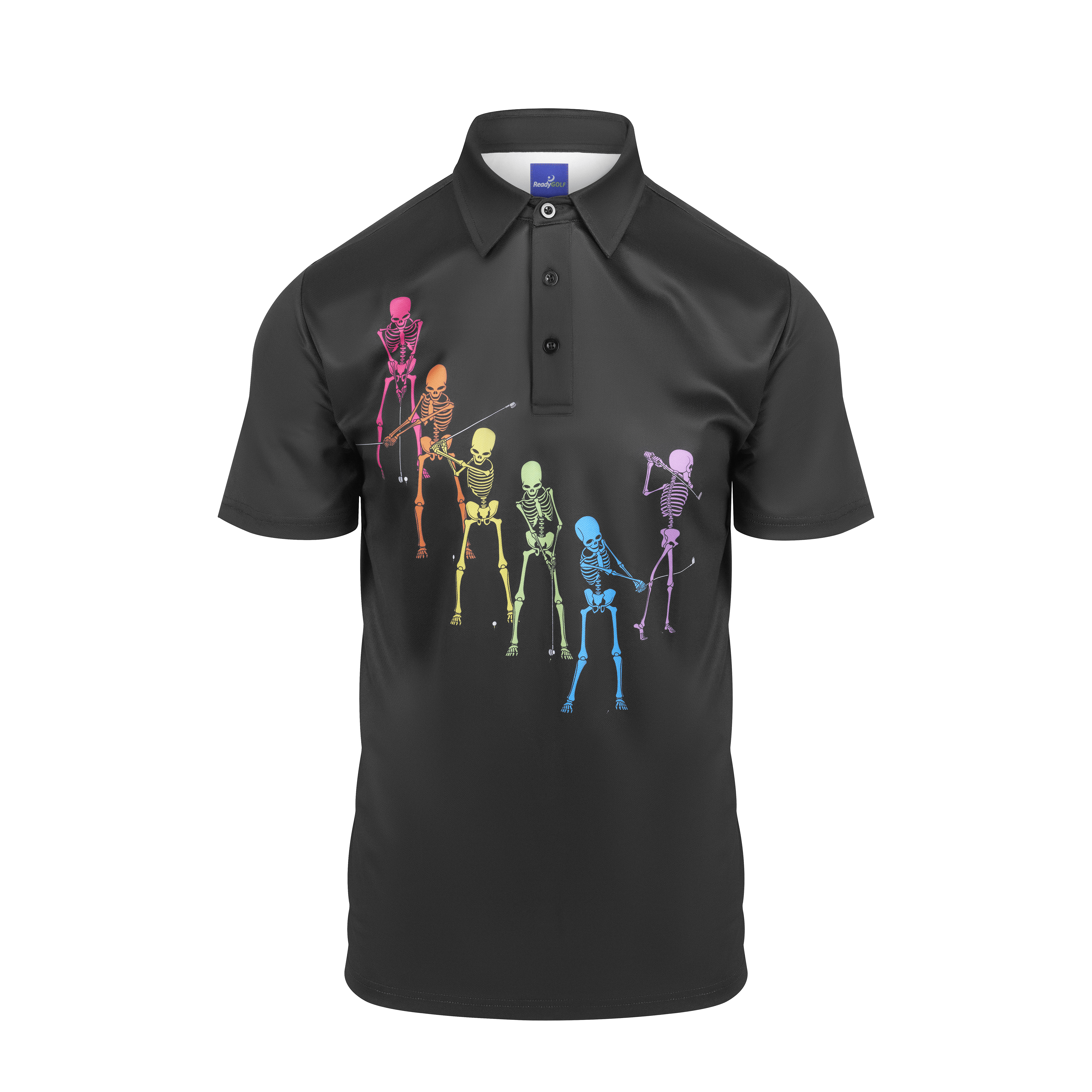Bones (Black) Mens Golf Polo Shirt by ReadyGOLF