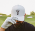 Iconic T 5 Panel Snapback Hat - White