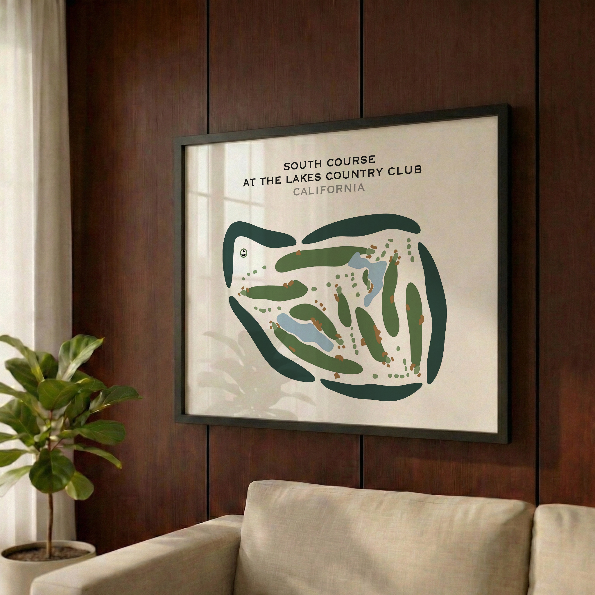 South Course at Lakes Country Club, California - Printed Golf Courses