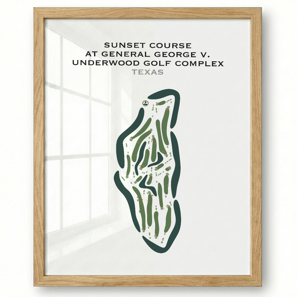 Sunset Course at General George V. Underwood Golf Complex, Texas - Printed Golf Courses
