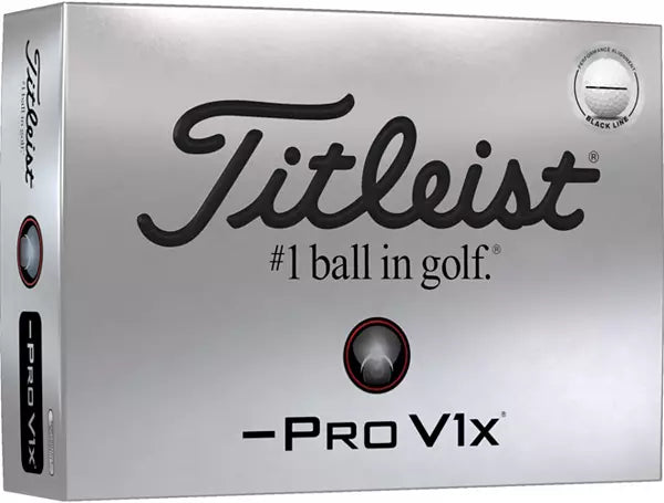 Titleist 2025 Pro V1x Left Dash Performance Alignment Black Golf Balls
