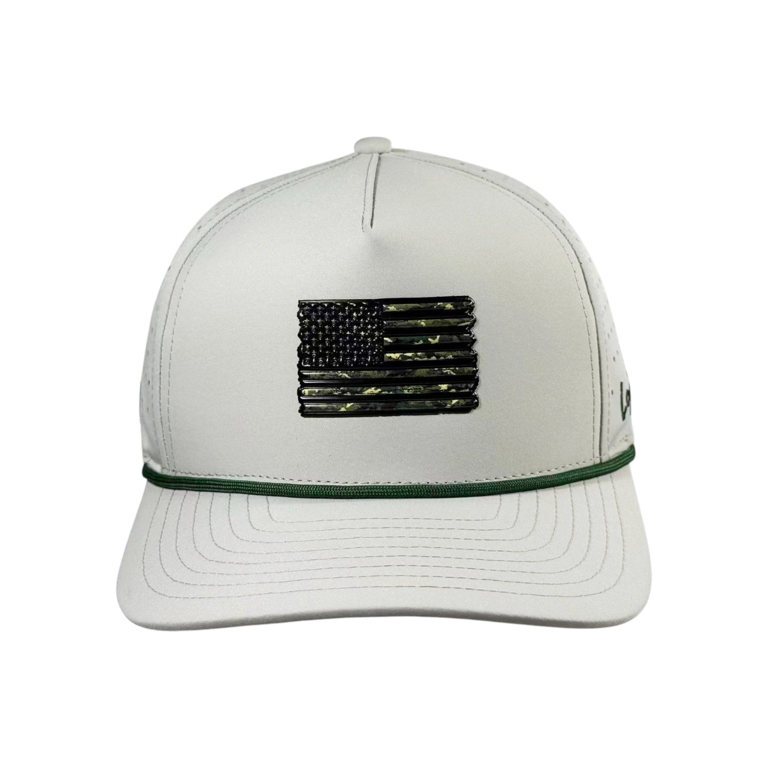 Tactical Golf Hat | Snapback Cap | Built-in Magnetic Ball Marker Holder + Marker Included | Adjustable American Camo