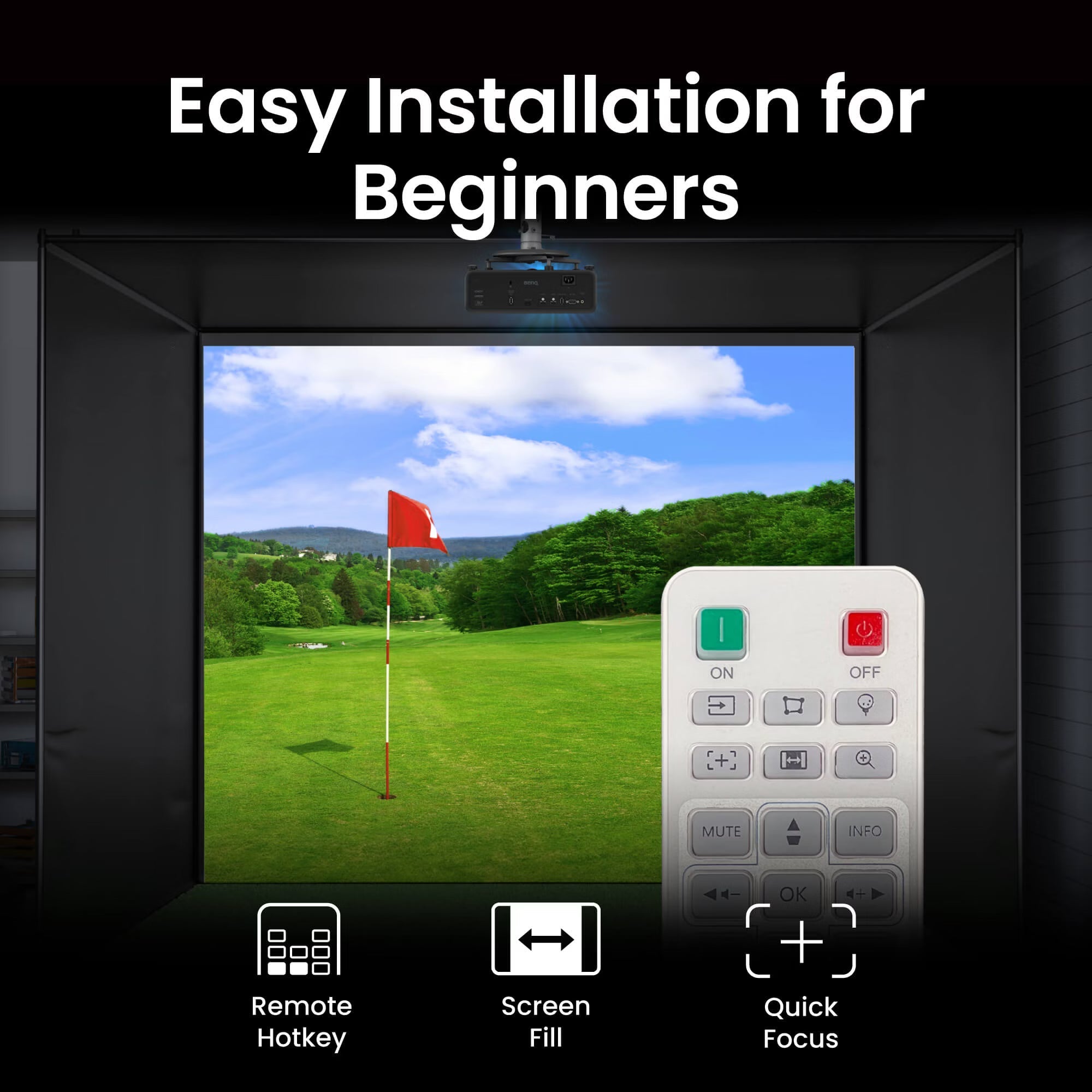 BenQ AH500ST Short-Throw 1080p Laser Golf Simulator Projector – 4,000 Lumens