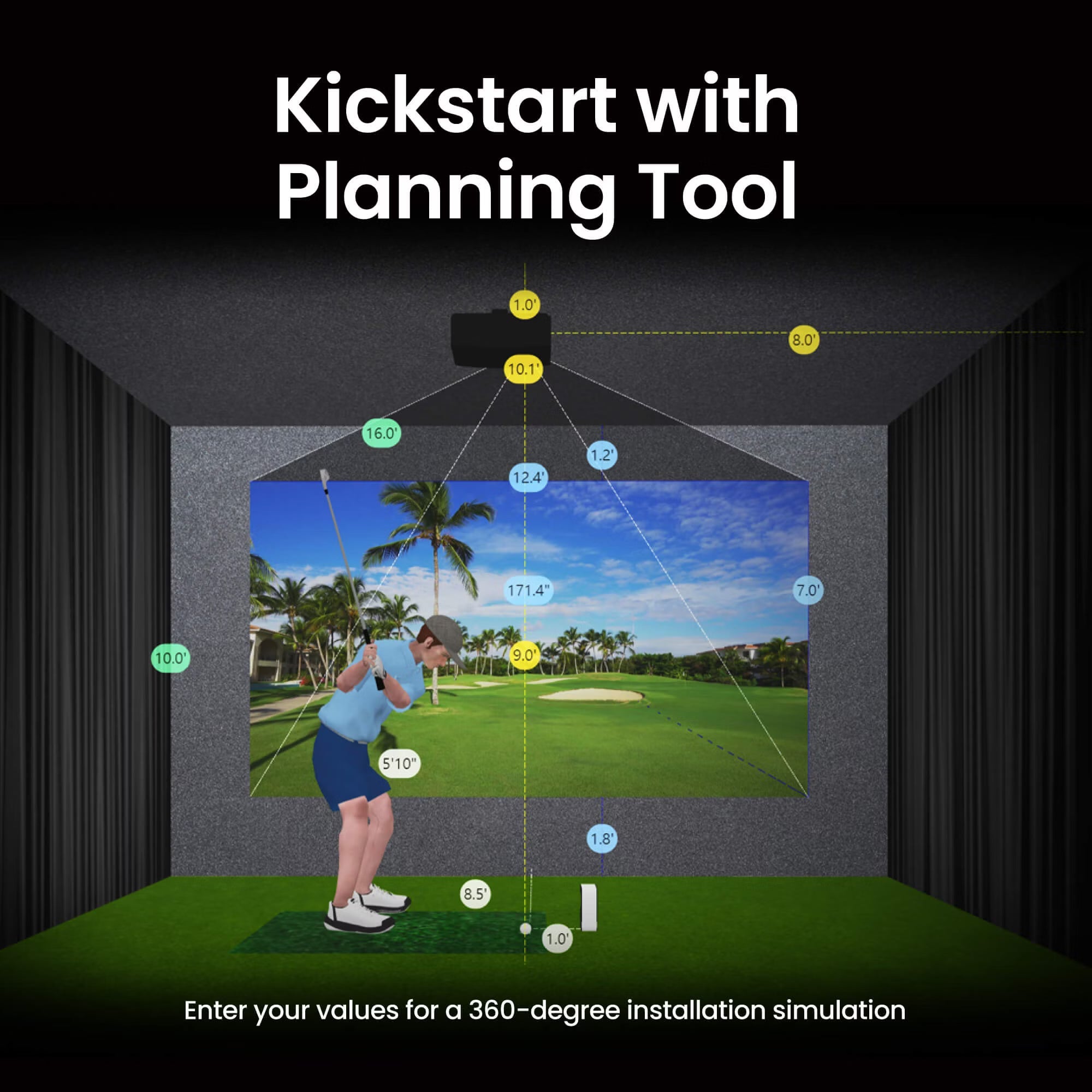 BenQ AH500ST Short-Throw 1080p Laser Golf Simulator Projector – 4,000 Lumens