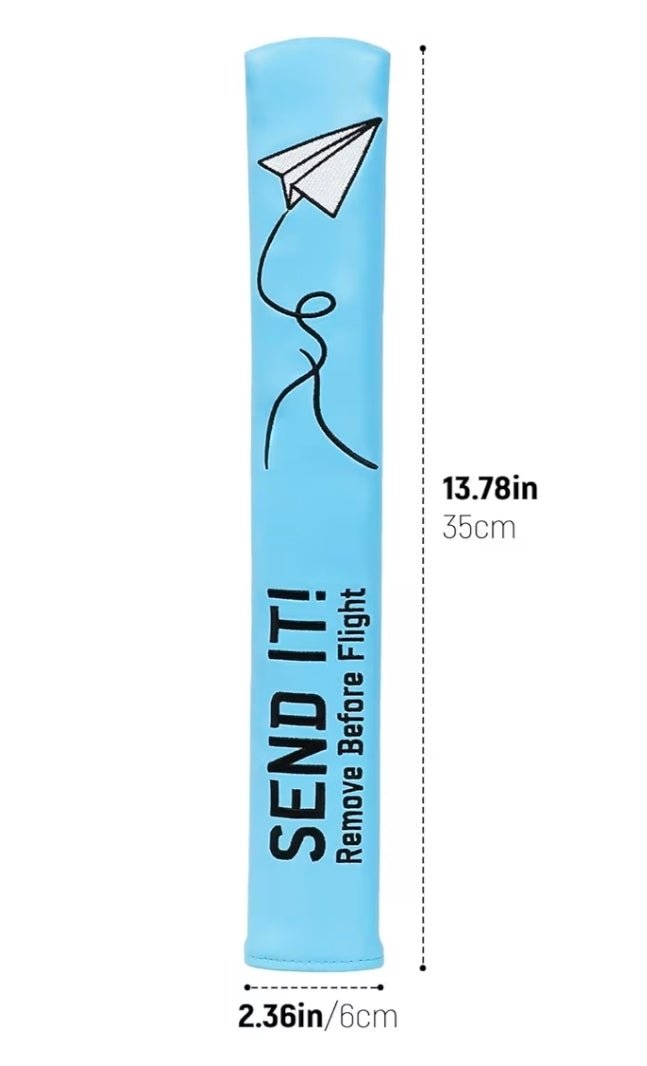 Blue Paper Airplane SEND IT! Alignment Stick Covers