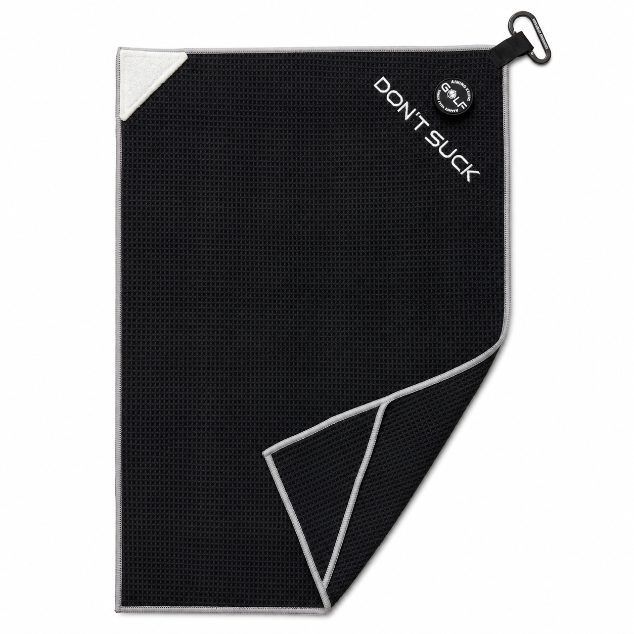 Don't Suck Magna-Anchor™ Stubby Magnetic Golf Towel - Black / Grey