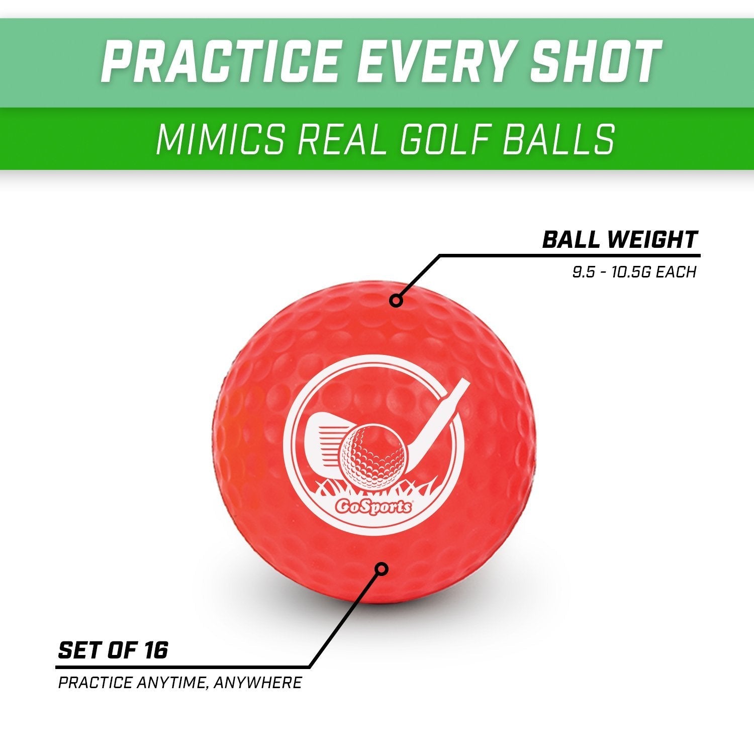 GoSports Foam Golf Practice Balls for Indoor and Outdoor Training and Short Game Practice