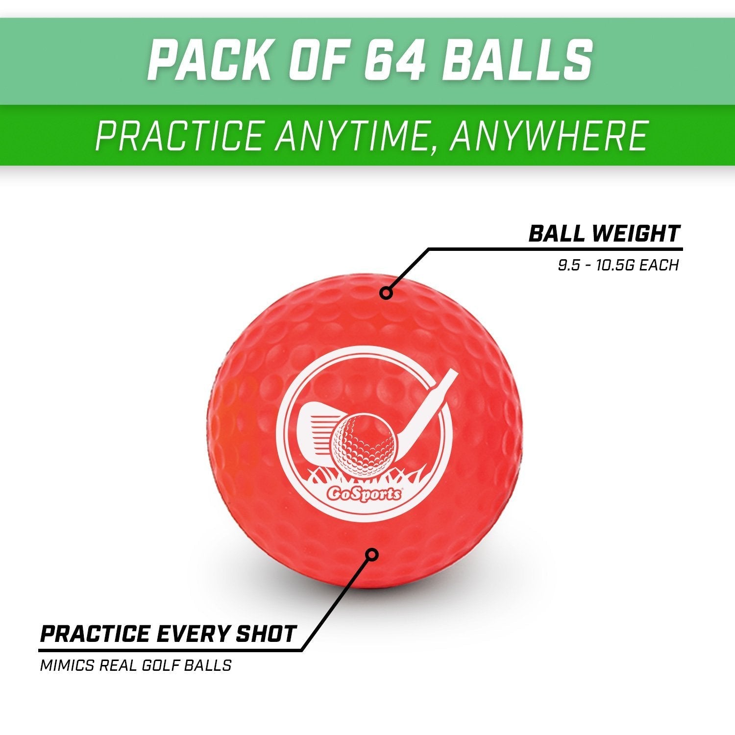GoSports Foam Golf Practice Balls for Indoor and Outdoor Training and Short Game Practice