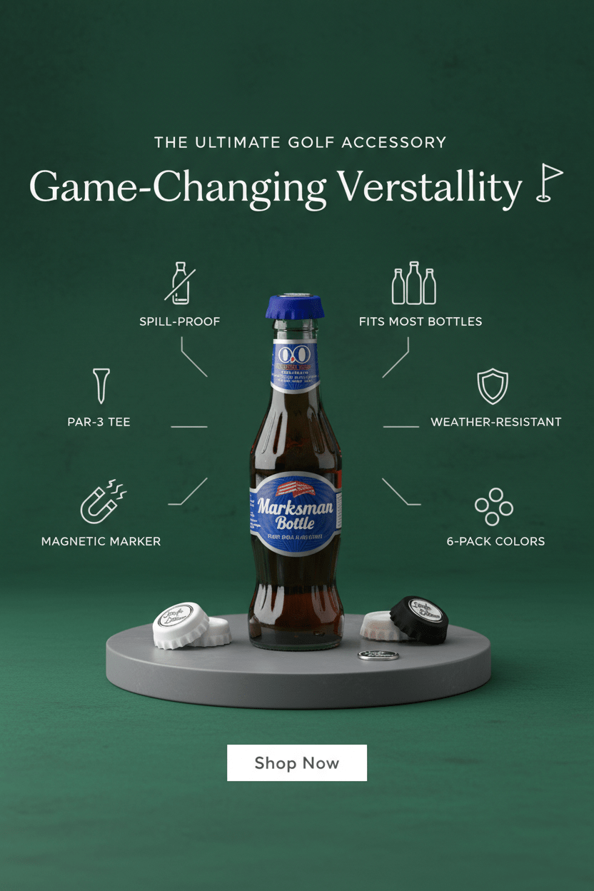 Golfers' Spill-Proof Bottle Cap Tee and Magnetic Ball Marker Variety Pack