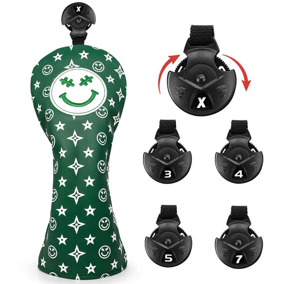 Green Smiley Star Driver Headcover – Good Vibes Only