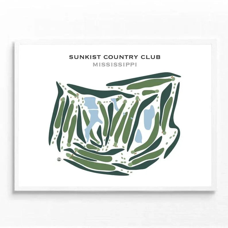 Sunkist Country Club, Mississippi - Printed Golf Courses