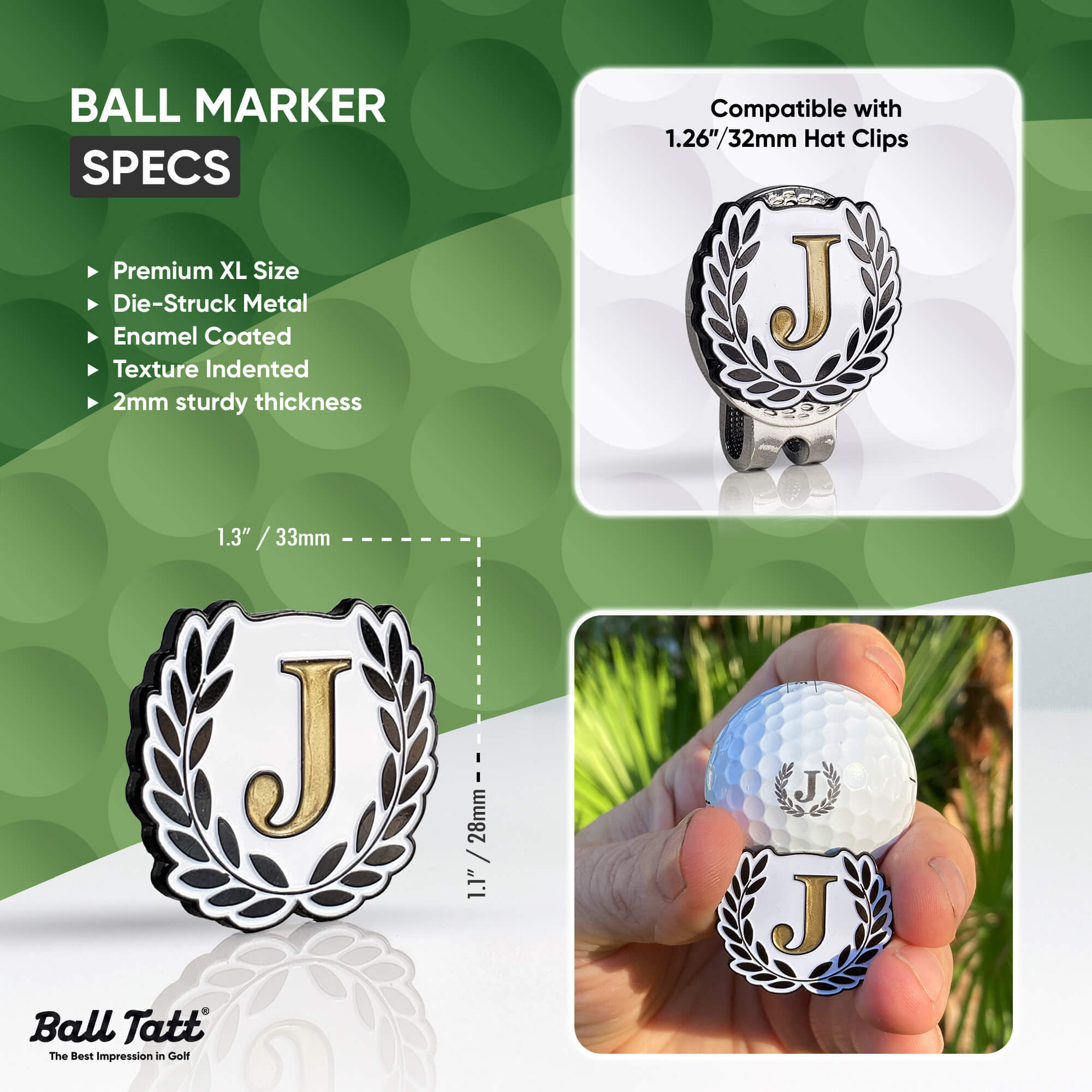 J Monogram & Ball Marker - Black