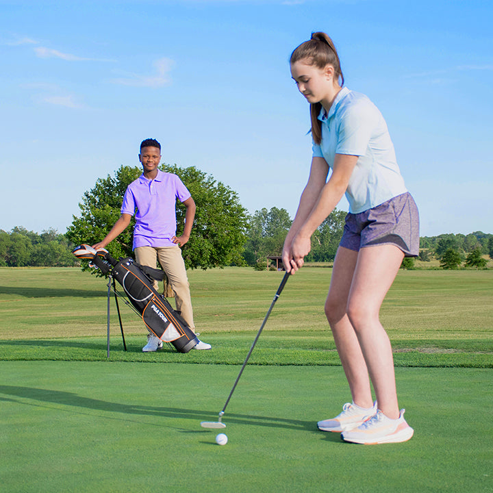 Golfgen™ PGA TOUR Youth Golf Club Set – 10-Piece Right-Handed Junior Golf Club Set for Ages 12+ – Beginner Golf Clubs for Kids with Lightweight Stand Bag, Hybrid, Wedge & Mallet Putter