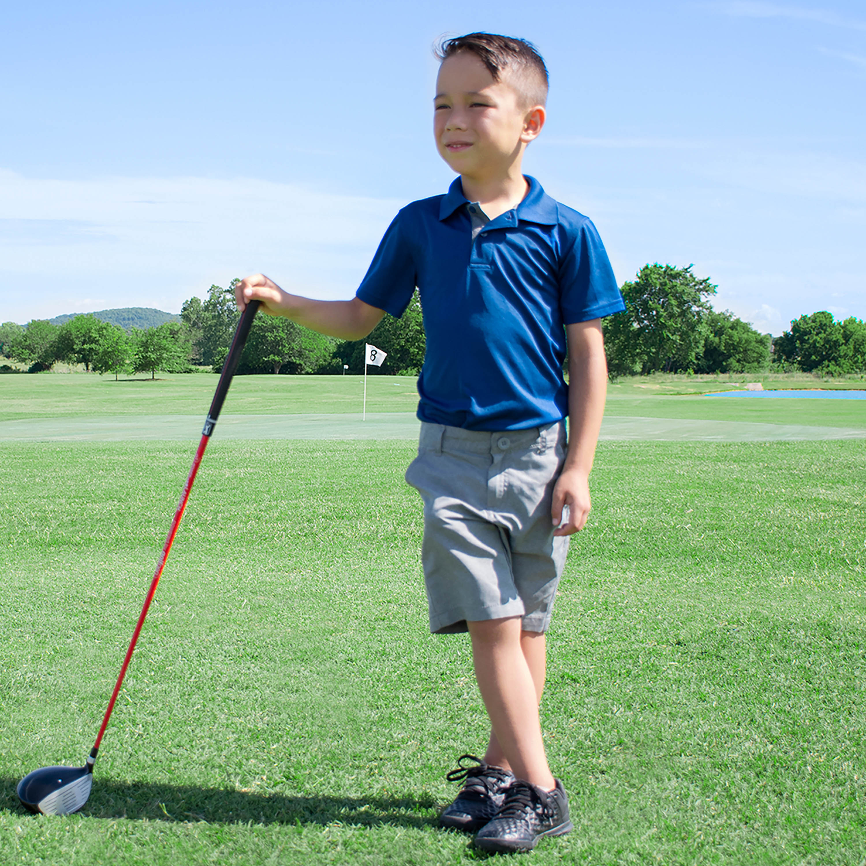 PGA TOUR® Juniors Left Handed 10 Piece Red Golf Club Set by Golfgen® for Player Heights 4'1" - 4'8" | Complete Junior Golf Club Set
