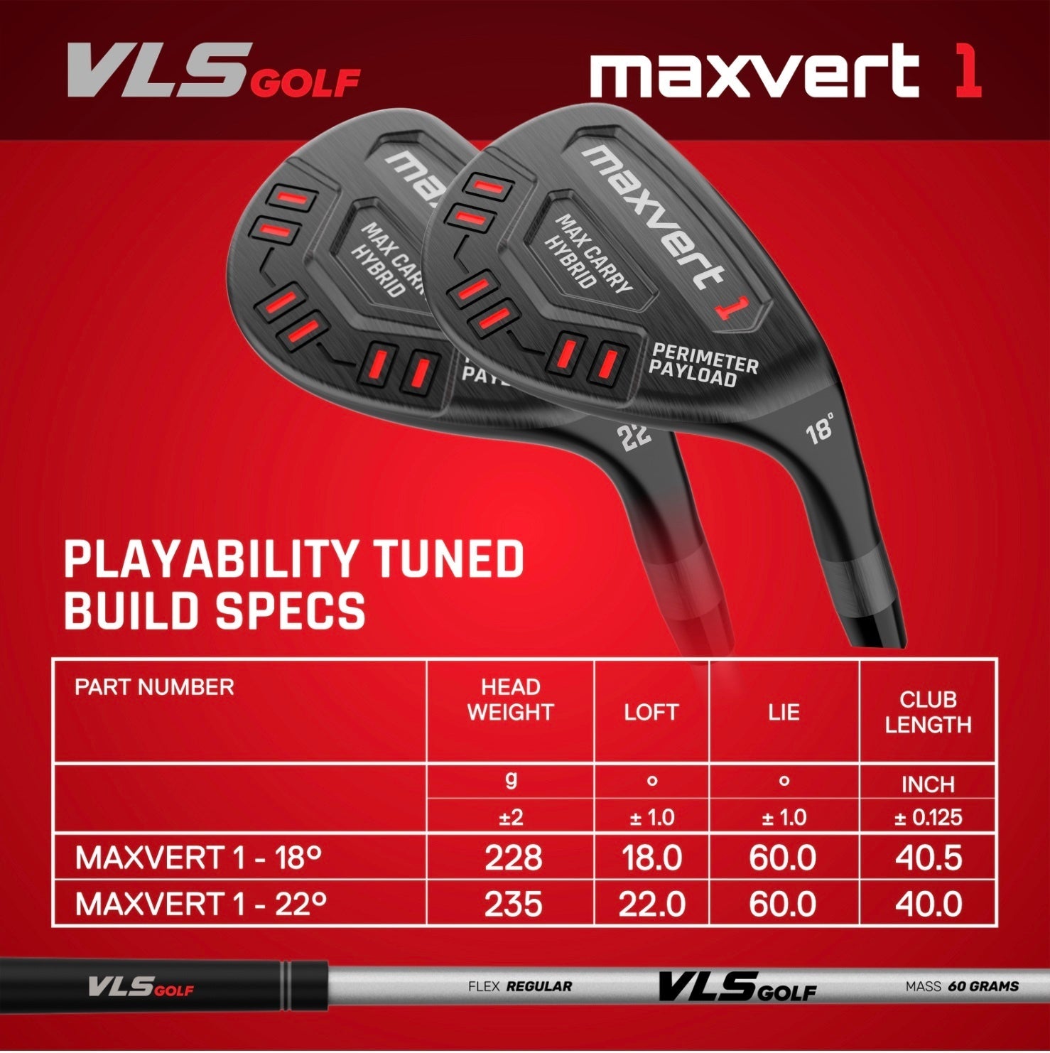 VLS Maxvert Hybrid 3 Club Bundle - 18°, 22° & 26°