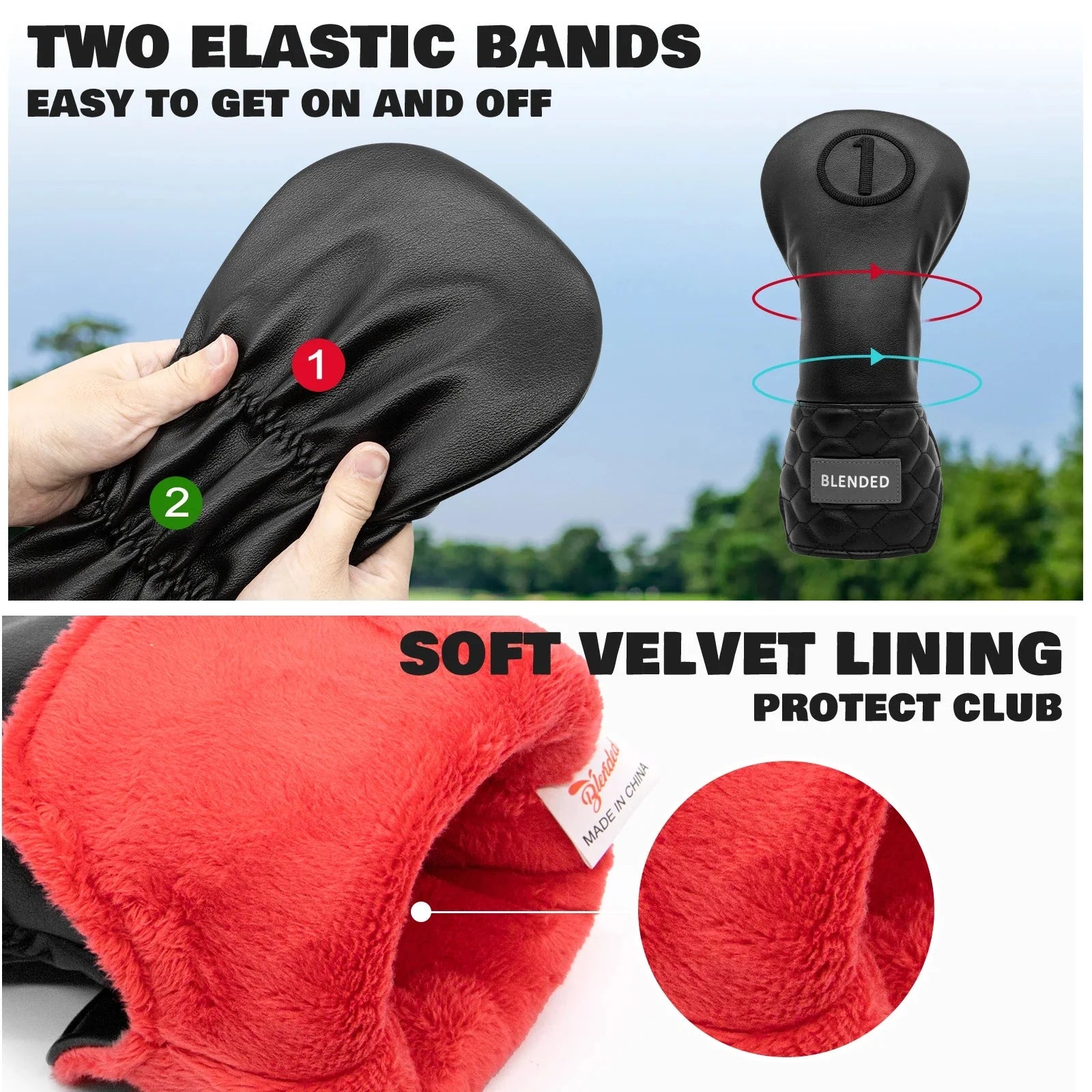 Modern Hex Headcover Set – Driver, 3 Wood, 5 Wood & Hybrid