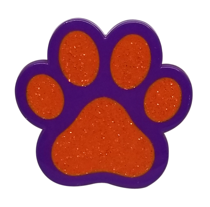 Paw Print (Orange/Purple) Glitter Ball Marker & Hat Clip by ReadyGOLF