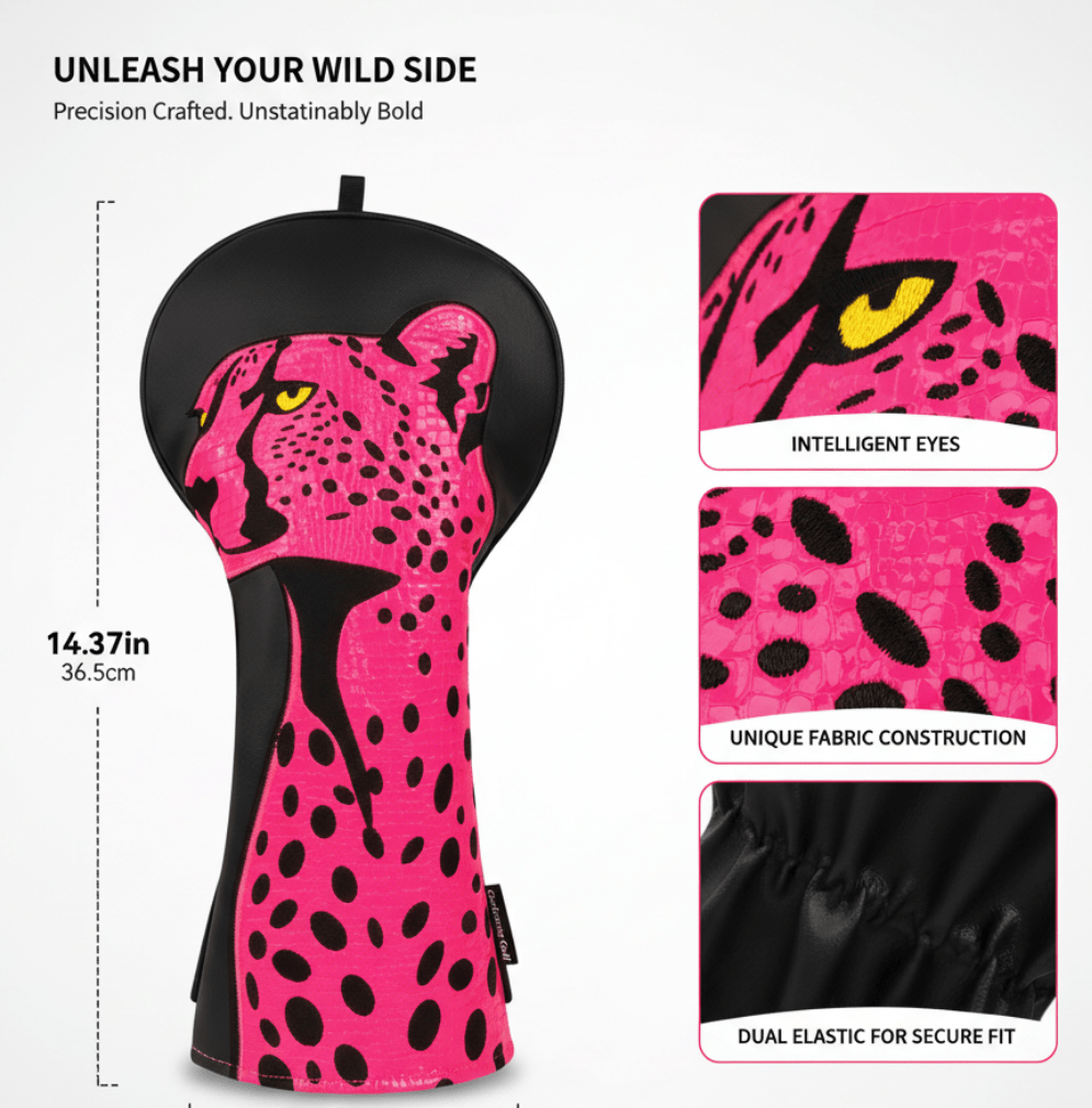 Pink Leopard Driver Headcover – Bold Animal Print Golf Headcover