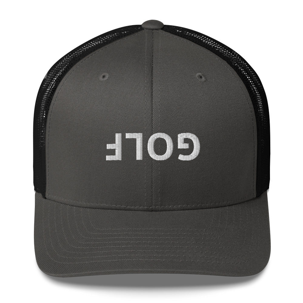 Upside Down Golf Trucker Cap - White Logo