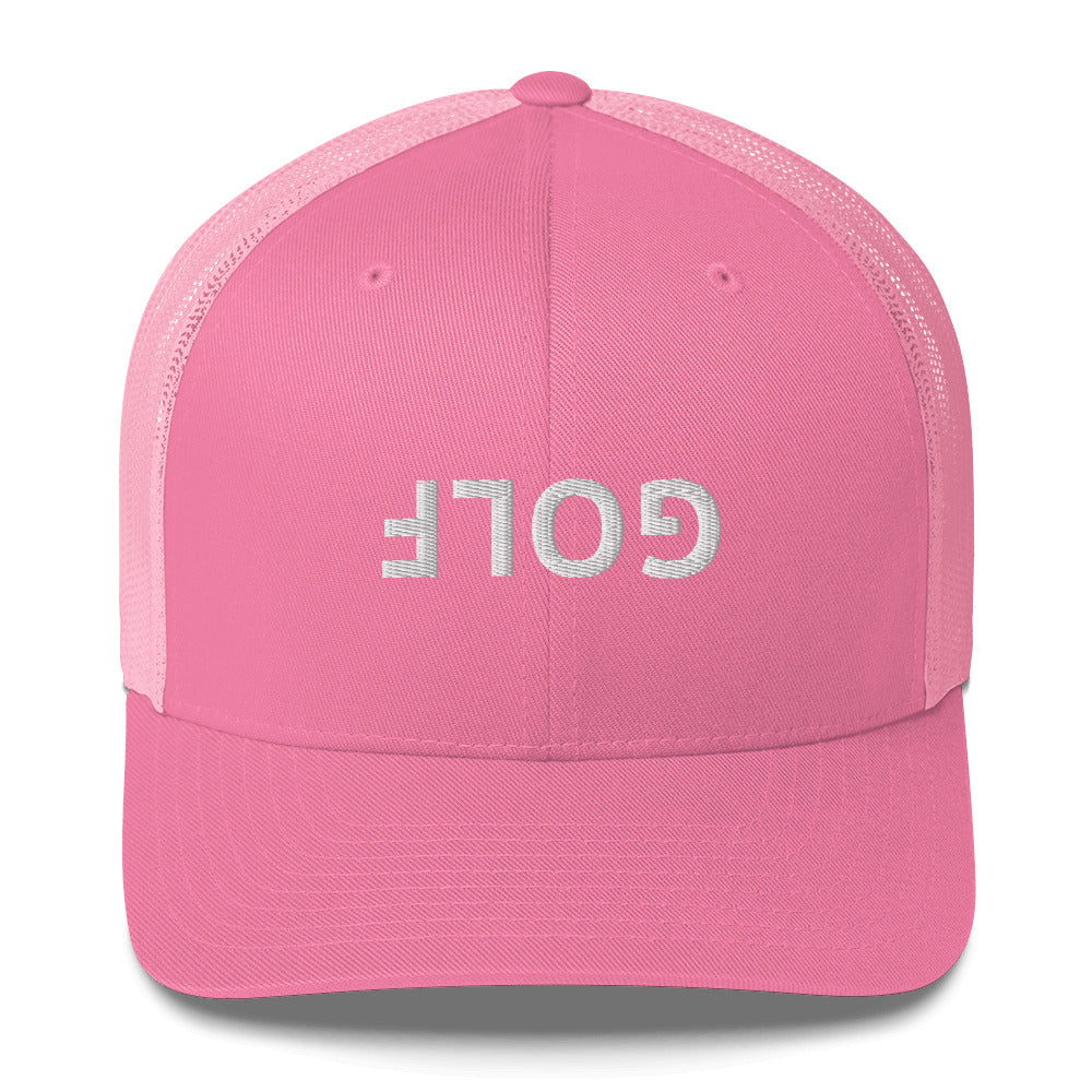 Upside Down Golf Trucker Cap - White Logo
