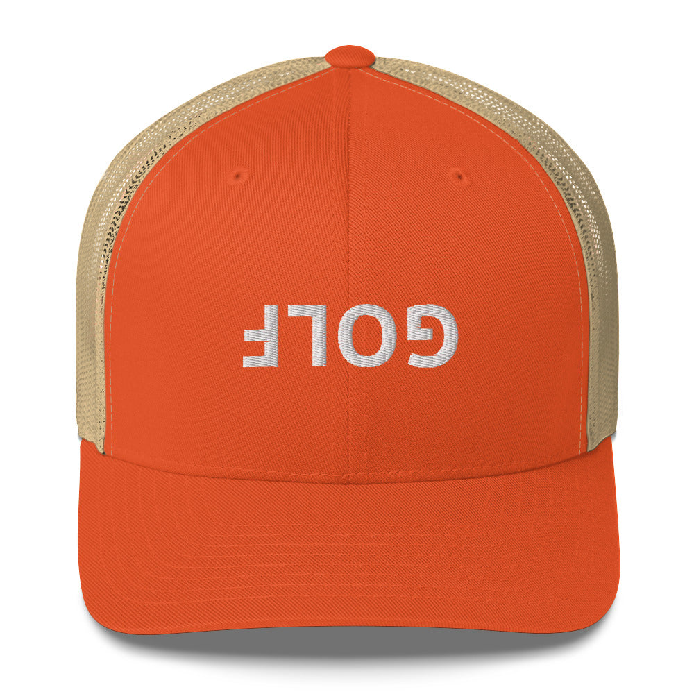 Upside Down Golf Trucker Cap - White Logo