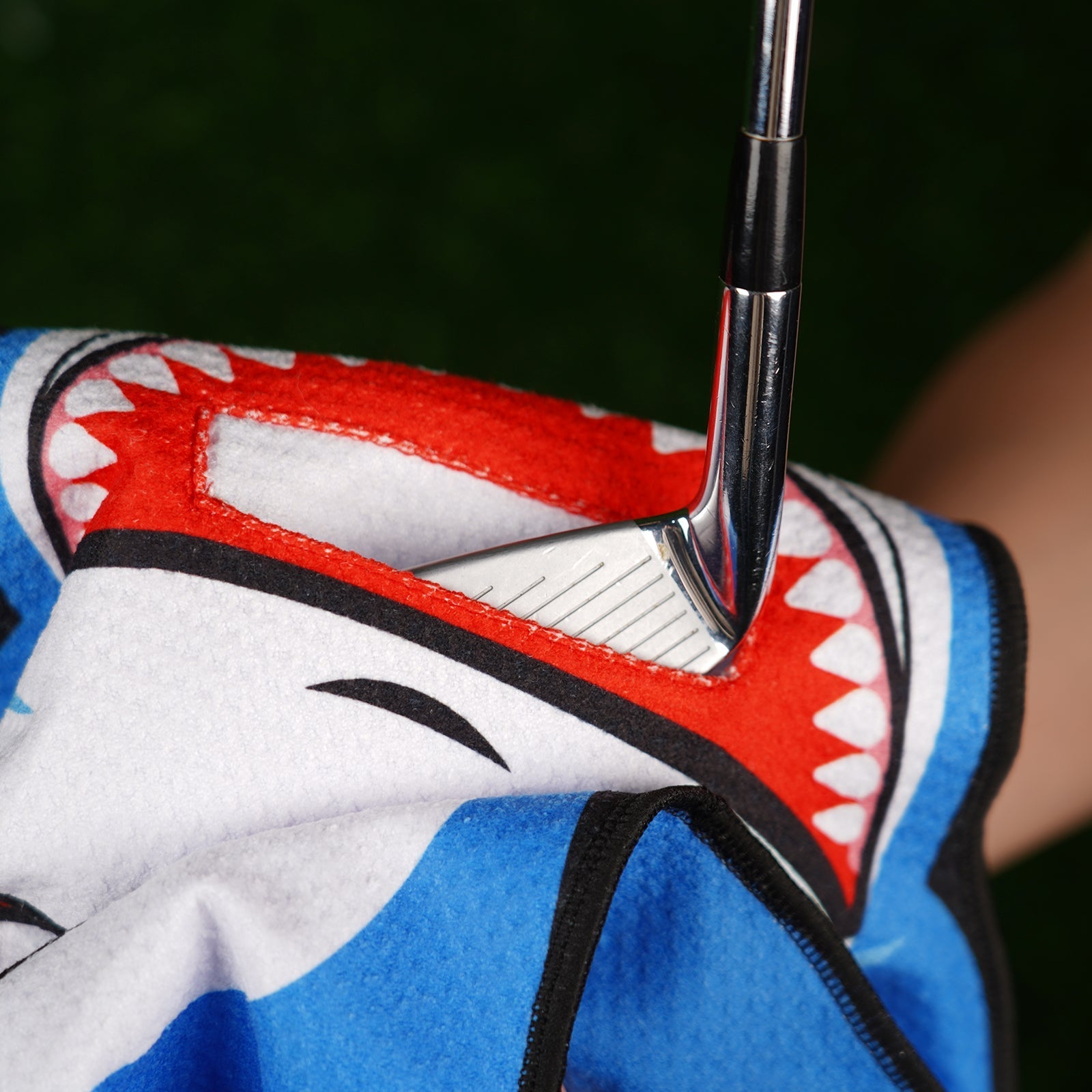 Sink or Swim Shark Golf Towel with Mouth Pouch