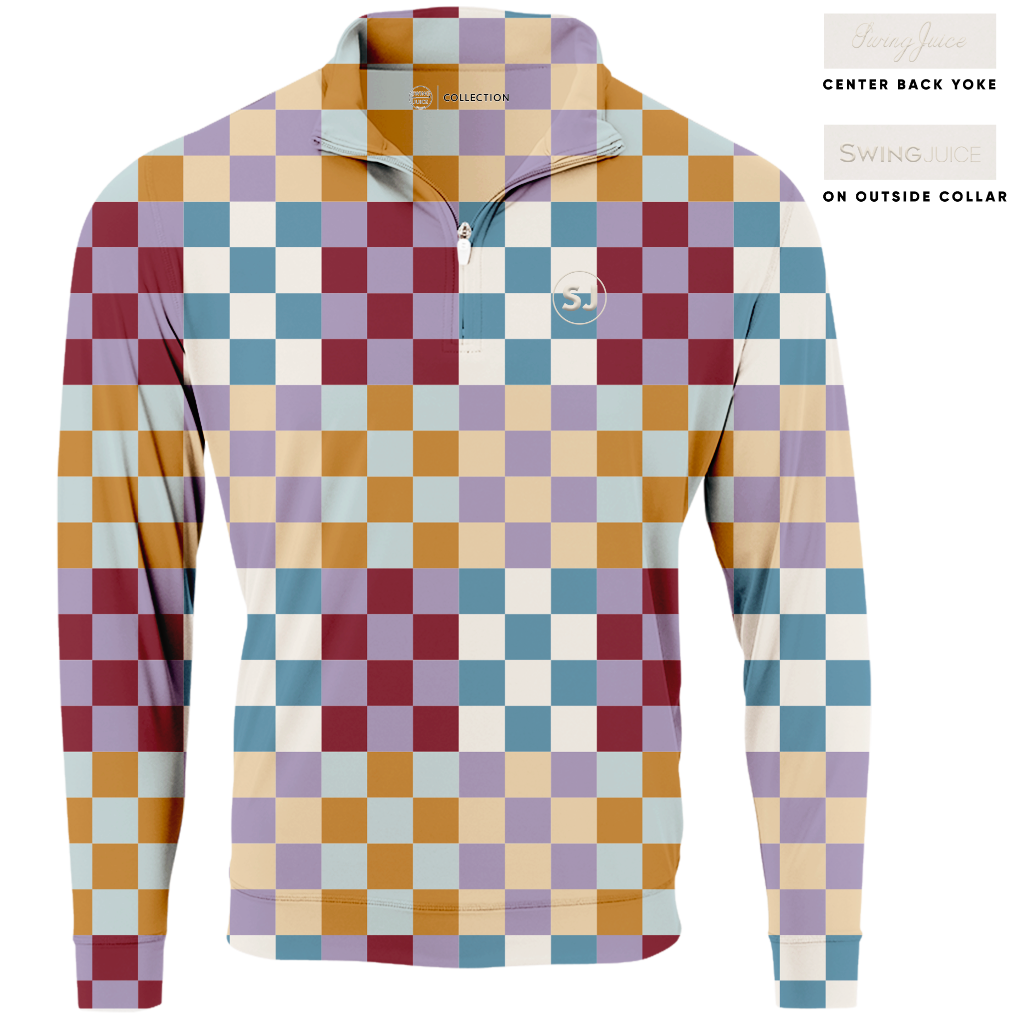 Golf Multi Checker Men's Quarter Zip - Final Sale