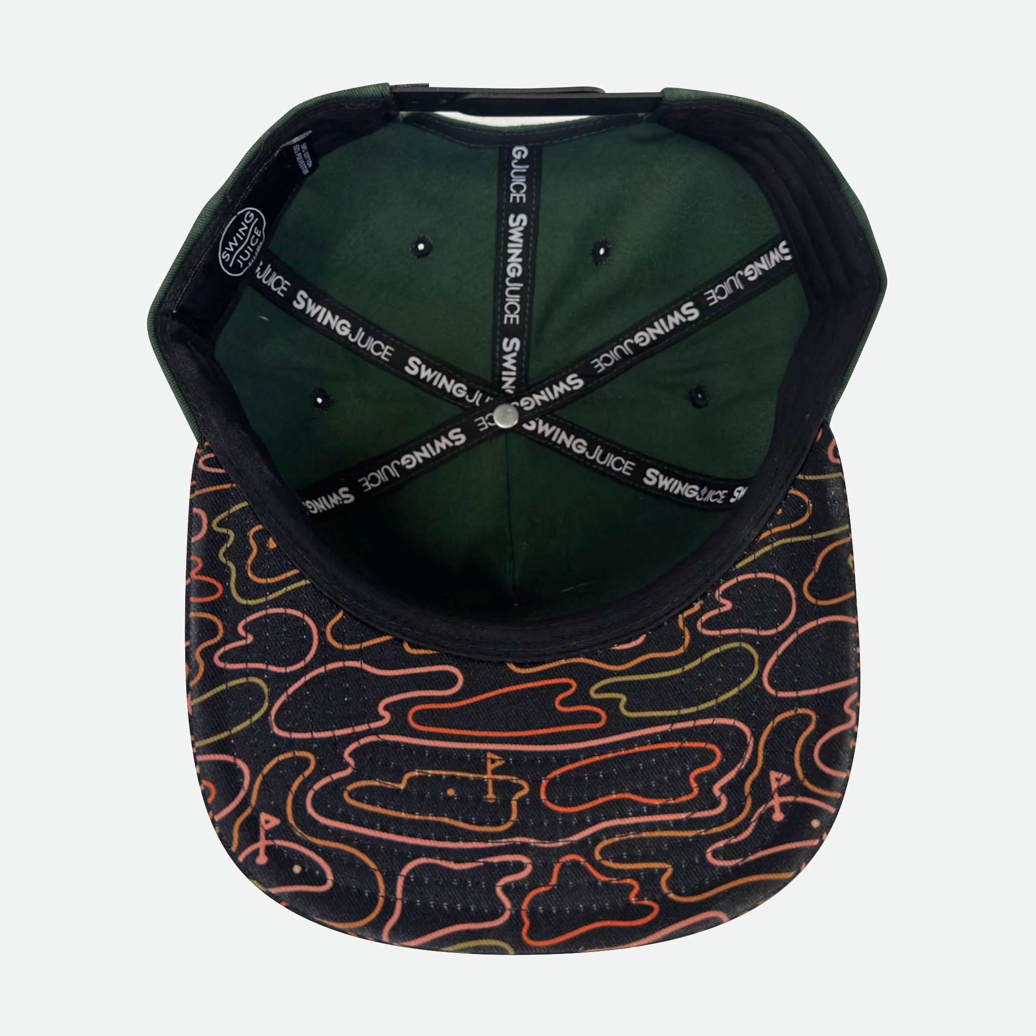 Golf Retro Rhythmic Lines Unisex Snapback Hat Olive O/S - Final Sale