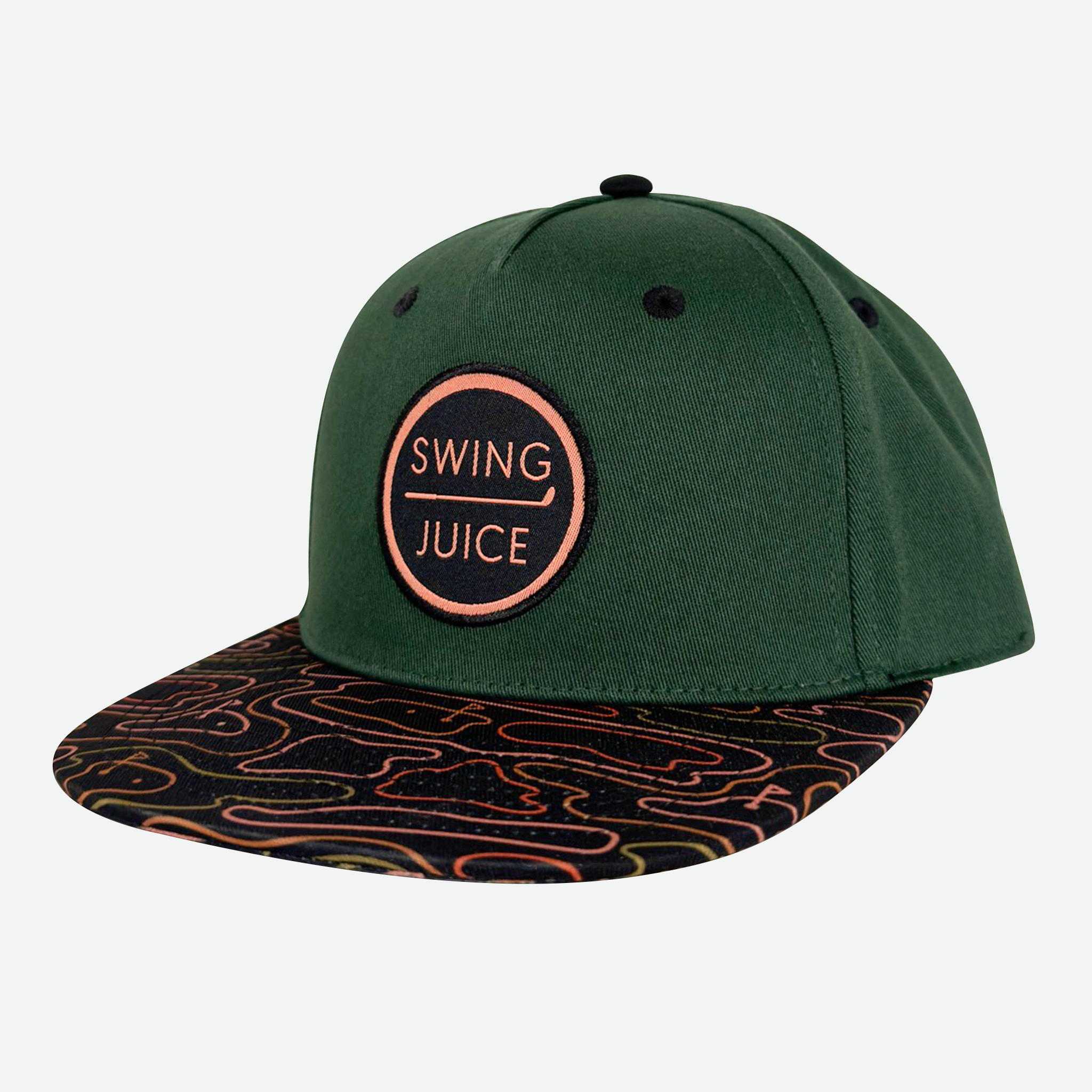 Golf Retro Rhythmic Lines Unisex Snapback Hat Olive O/S - Final Sale